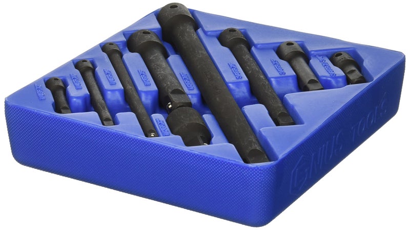 GENIUS TOOLS 9 Piece 1/4" 3/8" & 1/2" Dr. Impact Extension Bar Set IE-2349 - Image 2
